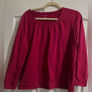 Talbots Cranberry Pleated Long Sleeve Top XL
